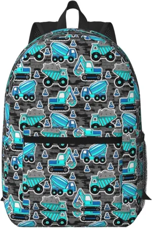 Heavy machinery mud truck excavator 17 Inch Backpacks Multipurpose Laptop Backpack Double Shoulder Bag for Men Women Gifts