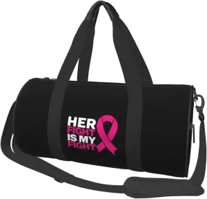 Her Fight Is My Fight Breast Cancer Awareness Gym Duffel Bag Adult Travel Bag Lightweight Drawstring Backpack Carryon Gymbag Sport Duffel Bag For Men Women