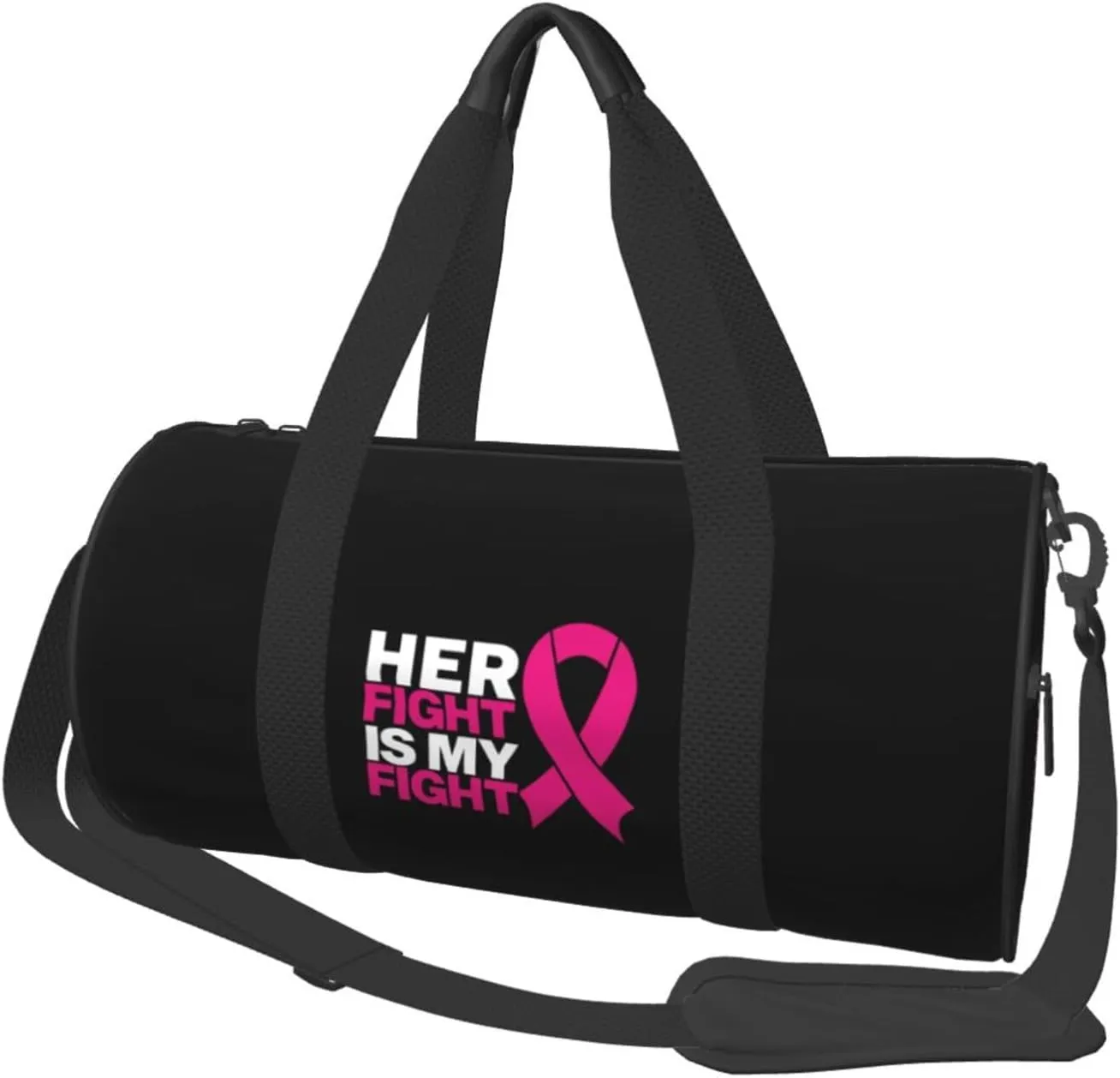 Her Fight Is My Fight Breast Cancer Awareness Gym Duffel Bag Adult Travel Bag Lightweight Drawstring Backpack Carryon Gymbag Sport Duffel Bag For Men Women