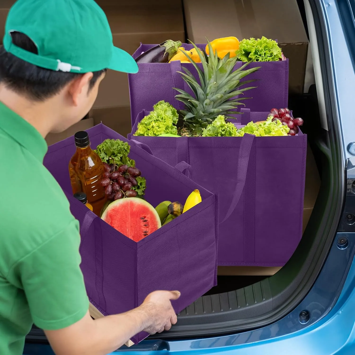 Hillban 30 Pack Reusable Grocery Bags Bulk Large Shopping Bags Washable Foldable Heavy Duty Totes Storage Bags with handles