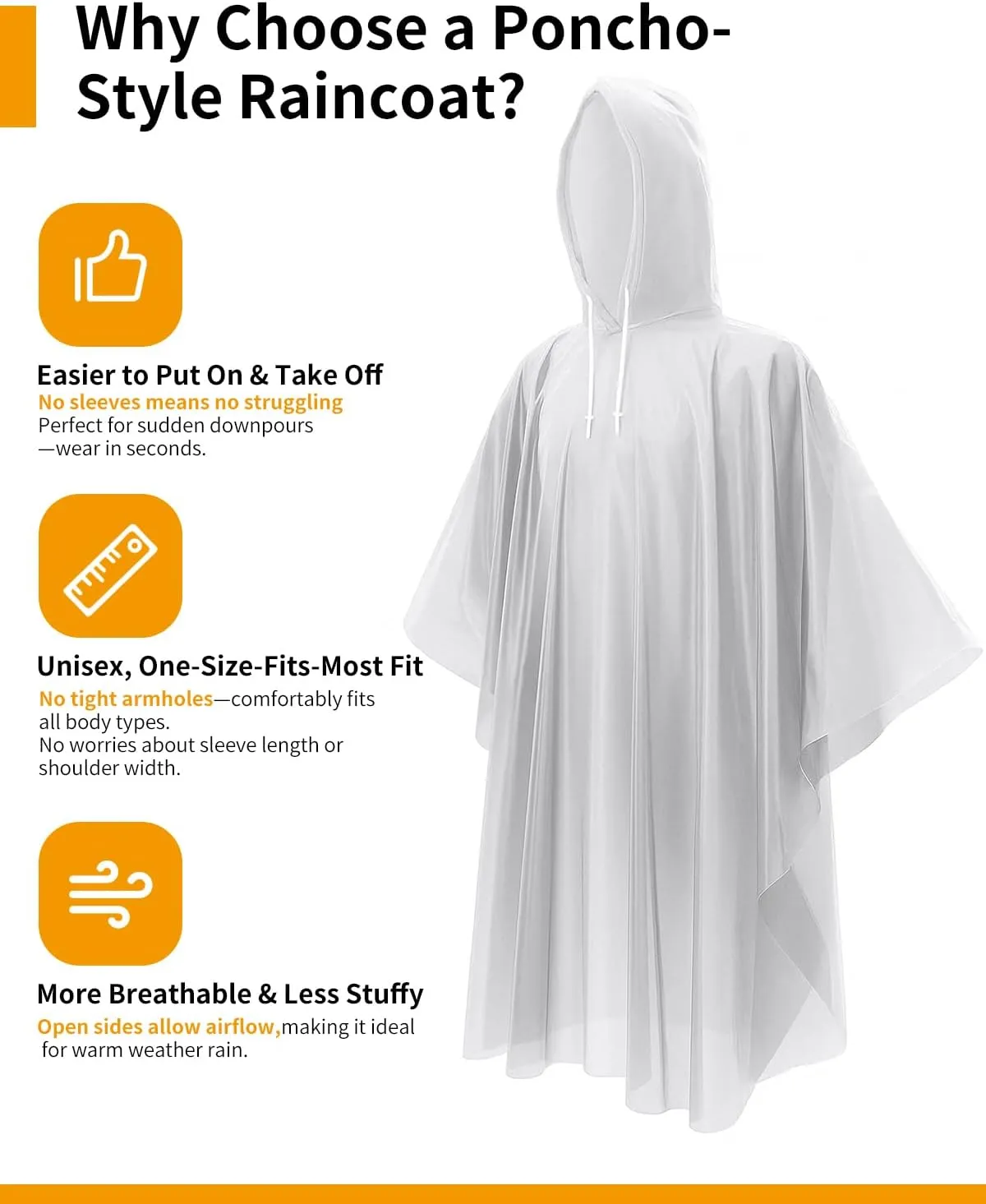 Hitituto Disposable Rain Ponchos Extra Long Waterproof Emergency Poncho with Hood for Adults, Bulk Family Pack Raincoat