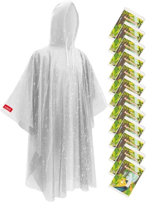 Hitituto Disposable Rain Ponchos Extra Long Waterproof Emergency Poncho with Hood for Adults, Bulk Family Pack Raincoat
