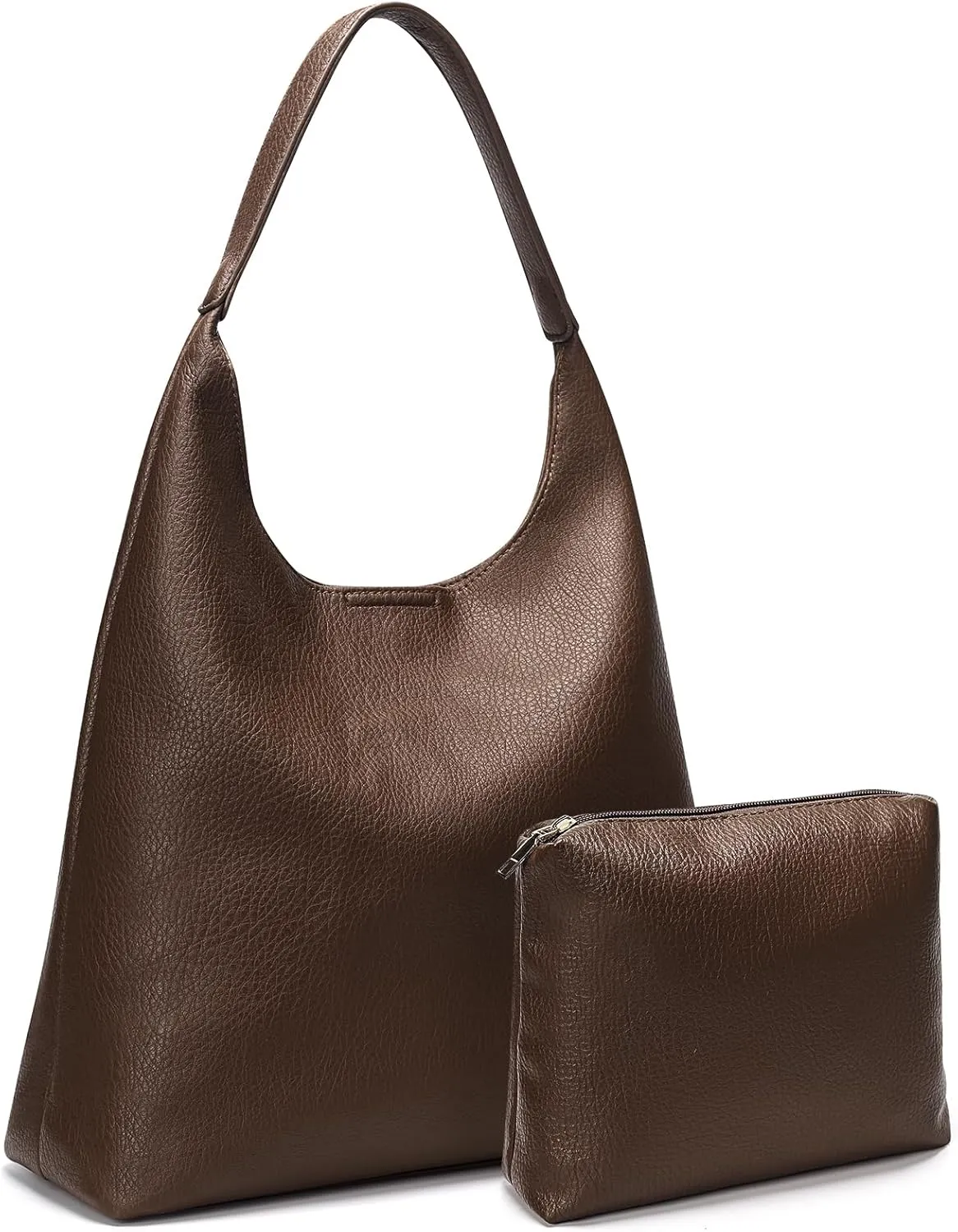 Hobo Bags for Women, Soft Vegan Leather Shoulder Handbags, Slouchy Tote Purses with Makeup Bag