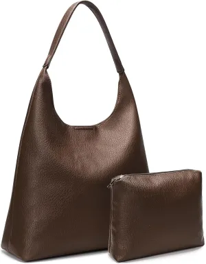 Hobo Bags for Women, Soft Vegan Leather Shoulder Handbags, Slouchy Tote Purses with Makeup Bag