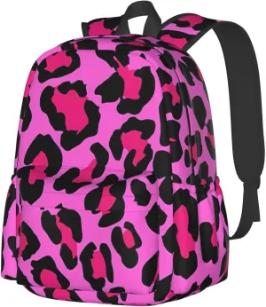 Hot Pinks Leopard Backpacks 15 Inch Laptop Backpack Multipurpose Double Shoulder Bag for Men Women Gifts