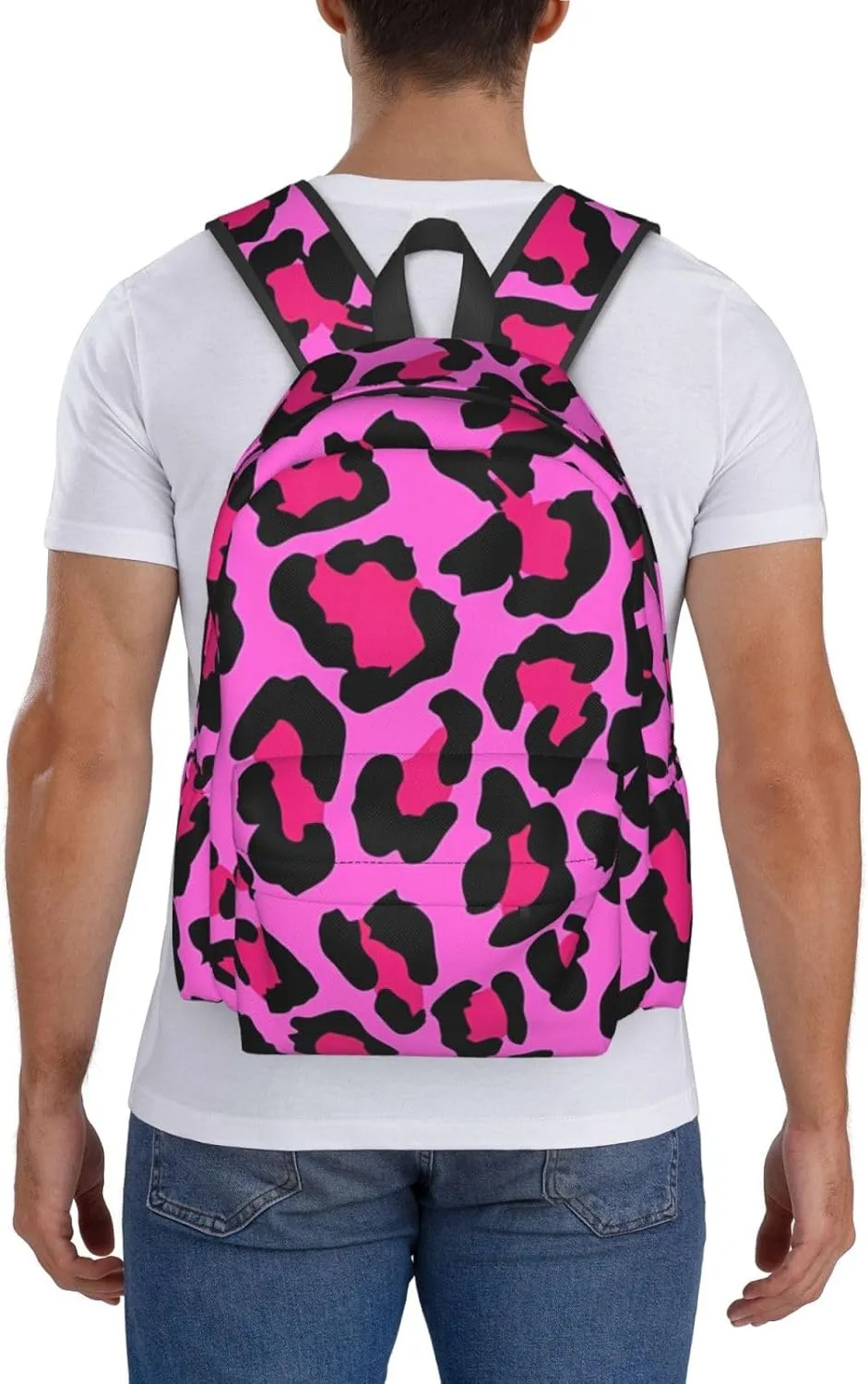 Hot Pinks Leopard Backpacks 15 Inch Laptop Backpack Multipurpose Double Shoulder Bag for Men Women Gifts