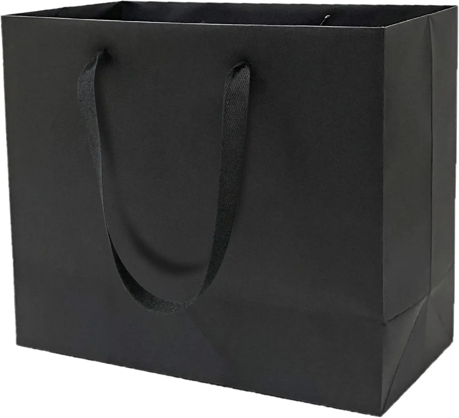 HUAPRINT Black Paper Bags,Gift Bags,Shopping bags with Ribbon Handles,30 Packs 13x5x10Inch,Retail Bags,Party Favor Bags,Merchandise Business Bags,Wedding Bags