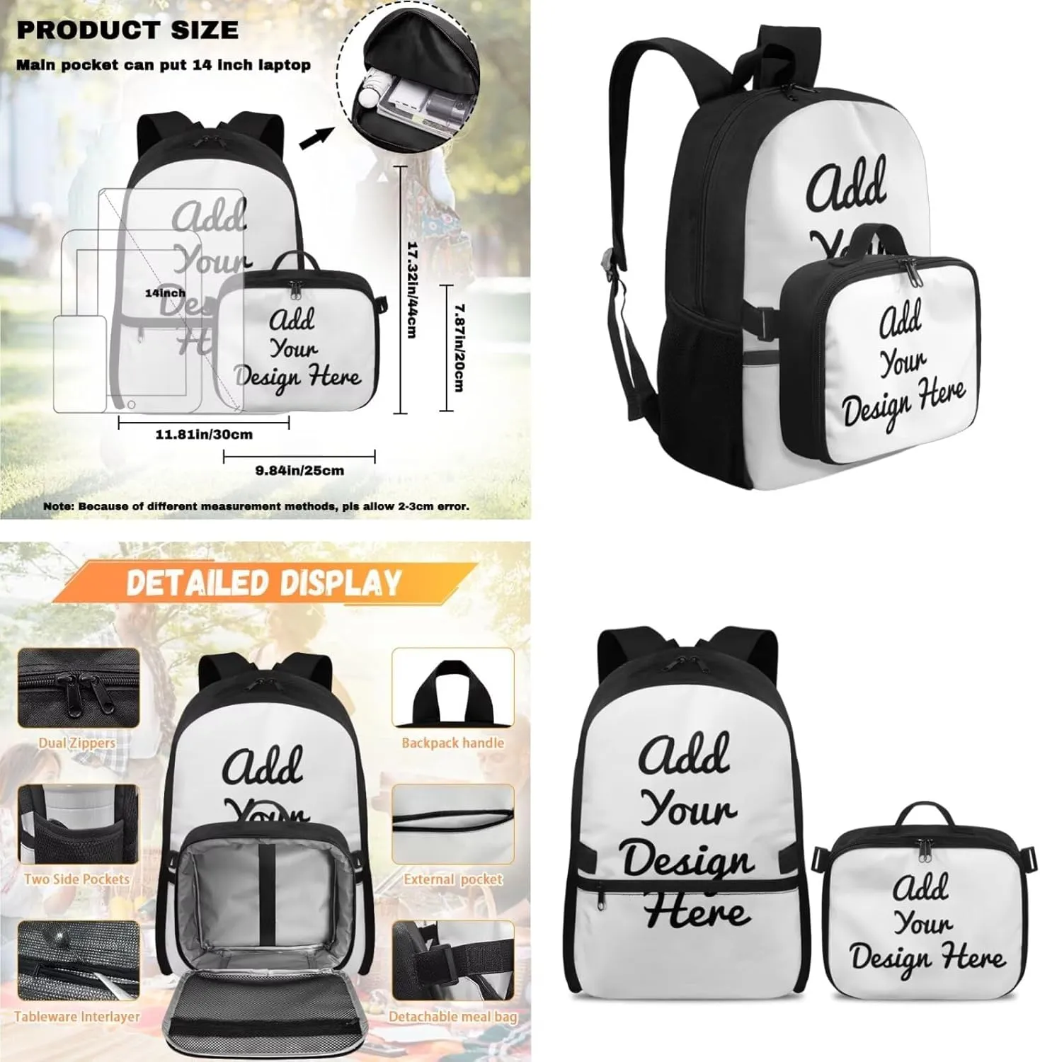 HUGS IDEA Custom Bookbag for Boys Customize Your Own Backpack Personalized Backpacks for Boys Mochilas Escolares Para Niñas Personalizadas Add Your Design Photo Text