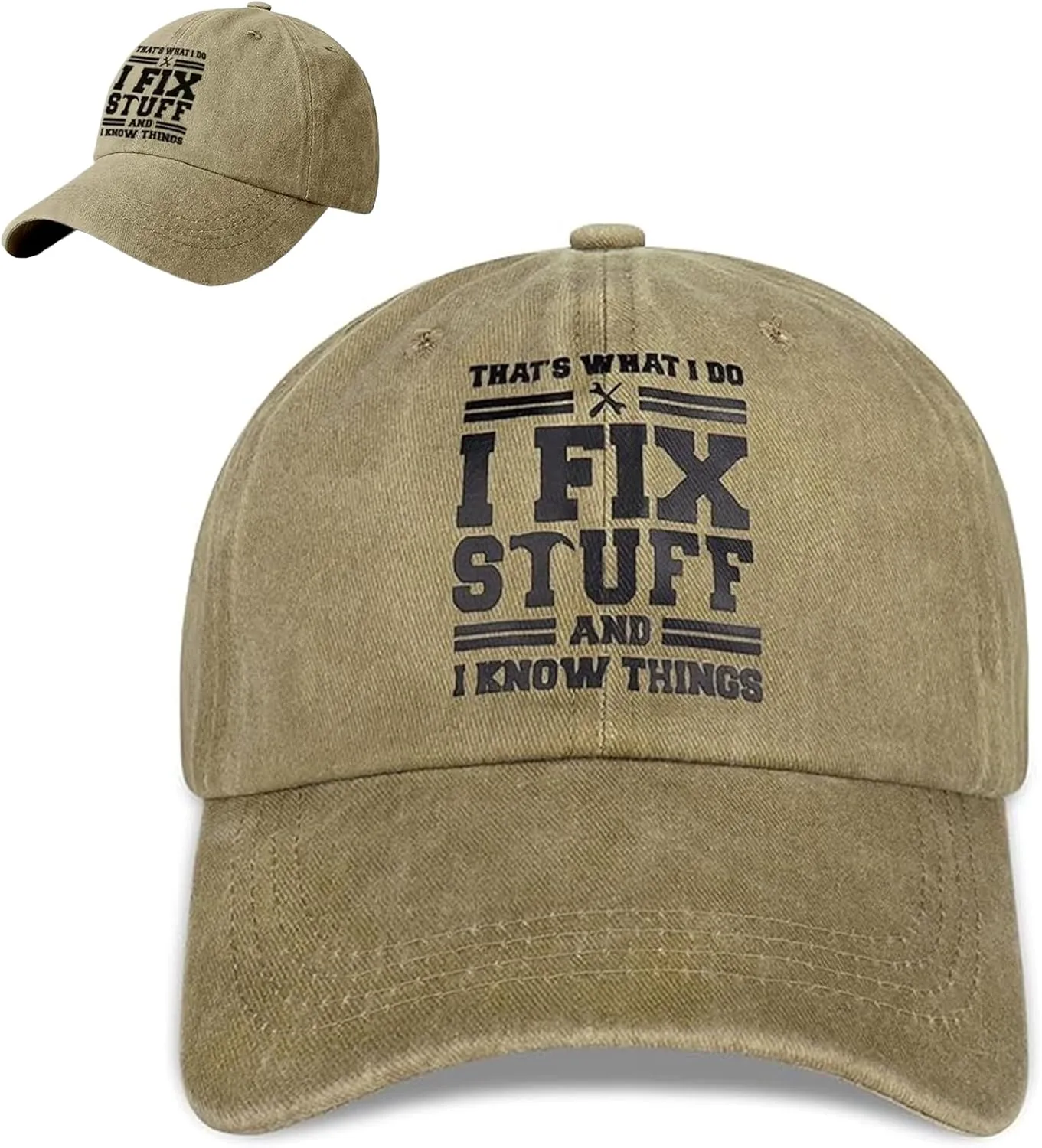 I Fix Stuff and I Know Things Dad Hat - Adjustable Cotton Baseball Cap for Men - Ideal Mens Gifts for Birthday, Father's Day - Funny Vintage Trucker Cap White Elephant Gifts from Son Daughter