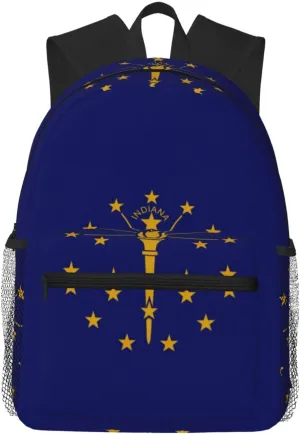 Indiana State Flag Print Comfortable Backpack Ideal For Travel, Outdoor And Everyday Use, Unisex