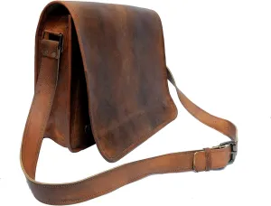 IndianHandoArt 18 inch Leather Real Messenger bag for Laptop Briefcase Satchel Men and Women (18 inch Large)
