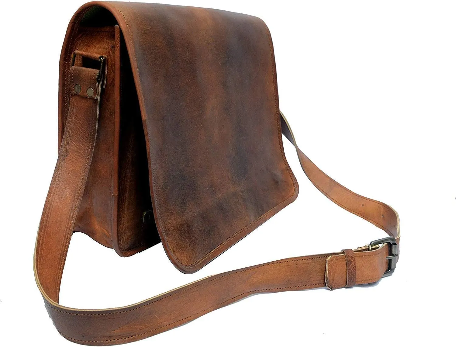IndianHandoArt 18 inch Leather Real Messenger bag for Laptop Briefcase Satchel Men and Women (18 inch Large)