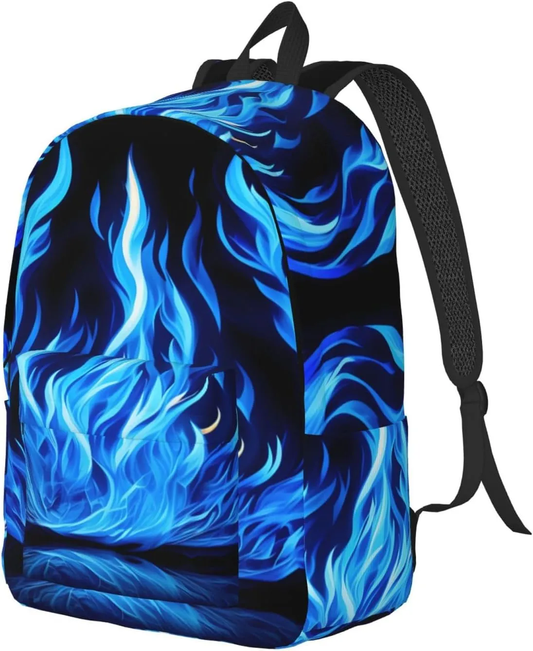 Indigo Flame Print Canvas Casual Lightweight Duffel Bag, Fashion Duffel Bag, Casual Daypack, Unisex Travel Backpack