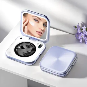 inewme UV Sunscreen Check Mirror with 3-Color LED Light, Real-Time UV & Humidity Sensor, Foldable Travel Makeup Mirror, Compact Portable Skin Care Tool with Sun Protection Alert