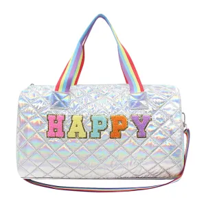 Iridescent Puffer Duffle Bag - Happy Burst Straps