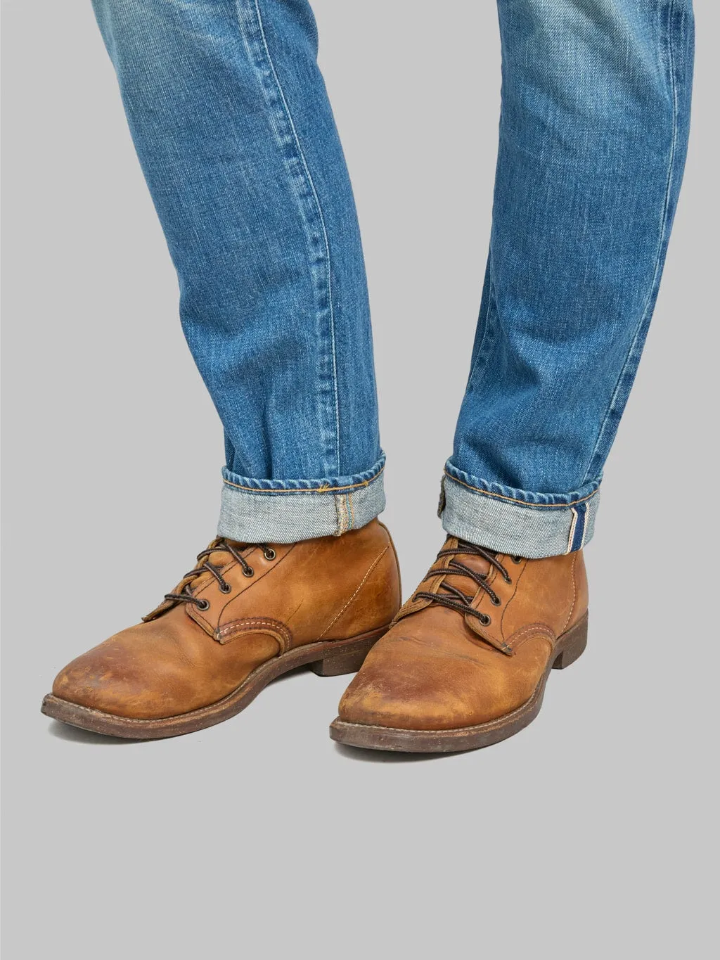 Japan Blue J304-MID 12.5oz Africa Cotton Stonewashed Straight Jeans Middle Indigo