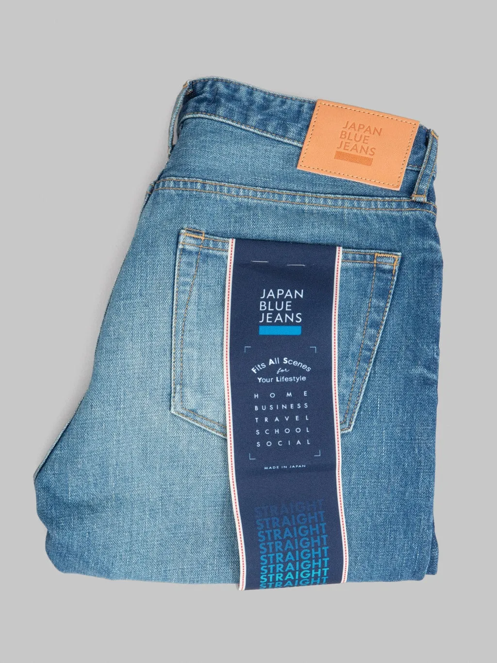 Japan Blue J304-MID 12.5oz Africa Cotton Stonewashed Straight Jeans Middle Indigo