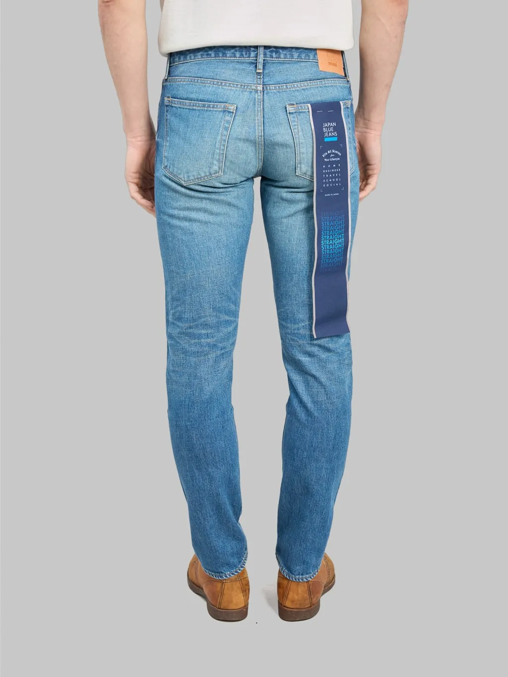 Japan Blue J304-MID 12.5oz Africa Cotton Stonewashed Straight Jeans Middle Indigo