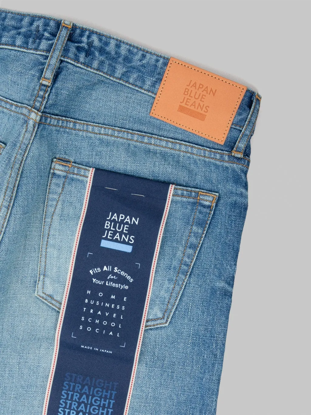 Japan Blue J304-MID 12.5oz Africa Cotton Stonewashed Straight Jeans Middle Indigo