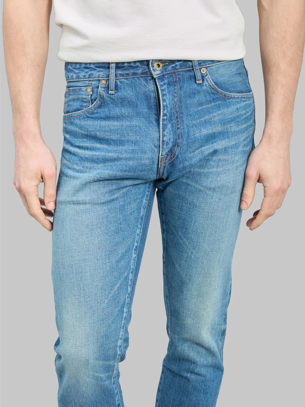 Japan Blue J304-MID 12.5oz Africa Cotton Stonewashed Straight Jeans Middle Indigo