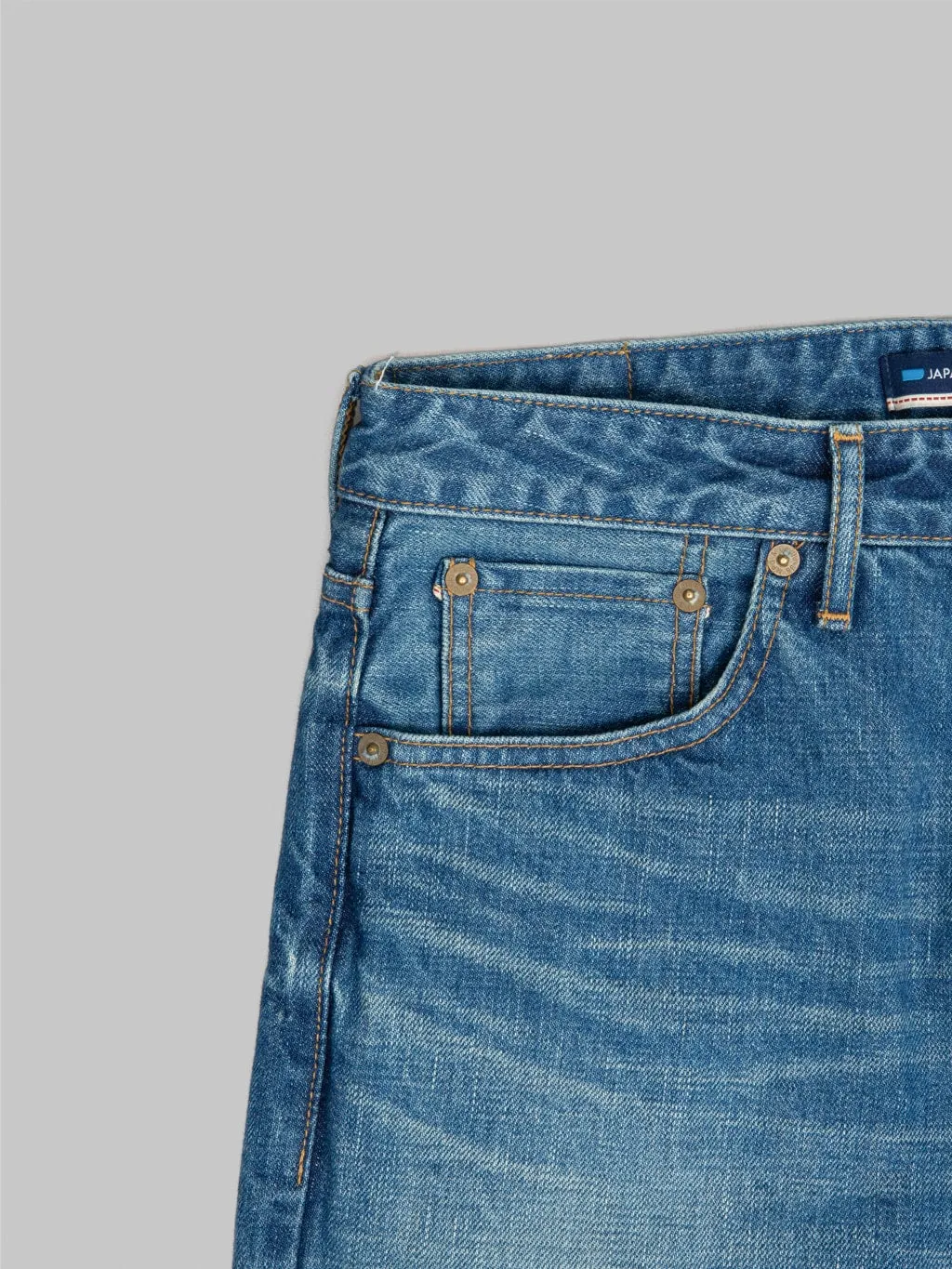 Japan Blue J304-MID 12.5oz Africa Cotton Stonewashed Straight Jeans Middle Indigo