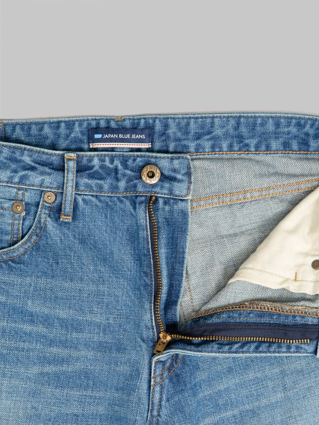 Japan Blue J304-MID 12.5oz Africa Cotton Stonewashed Straight Jeans Middle Indigo