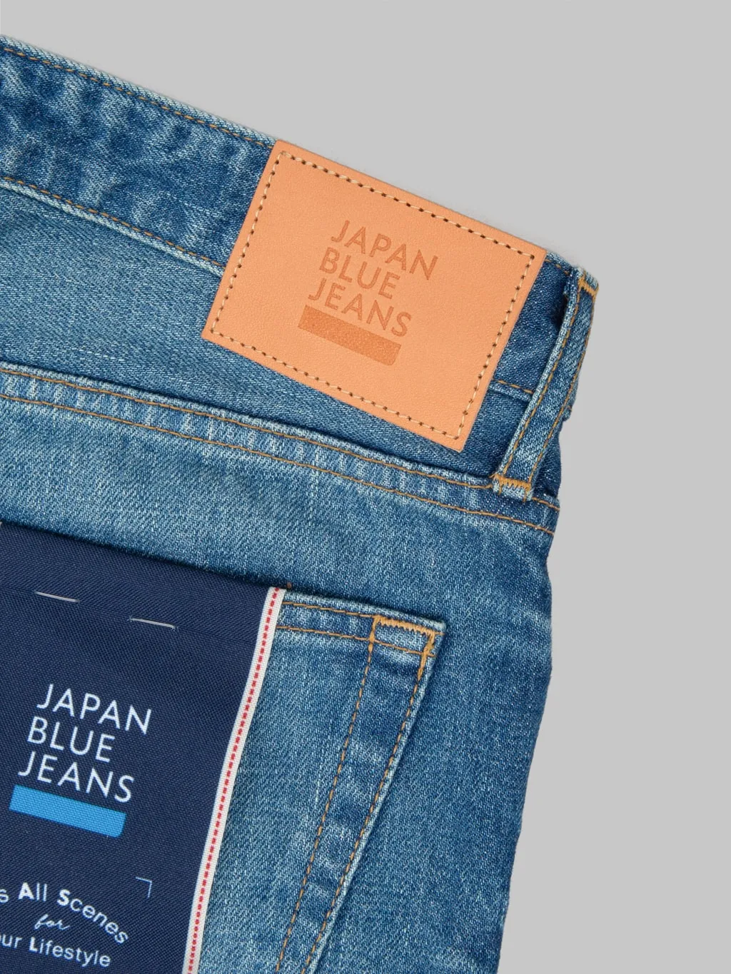Japan Blue J304-MID 12.5oz Africa Cotton Stonewashed Straight Jeans Middle Indigo