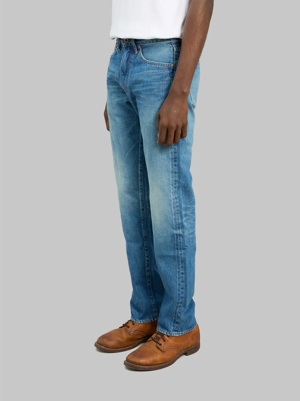 Japan Blue J404-MID 12.5oz Africa Cotton Stonewashed Classic Straight Jeans Middle Indigo