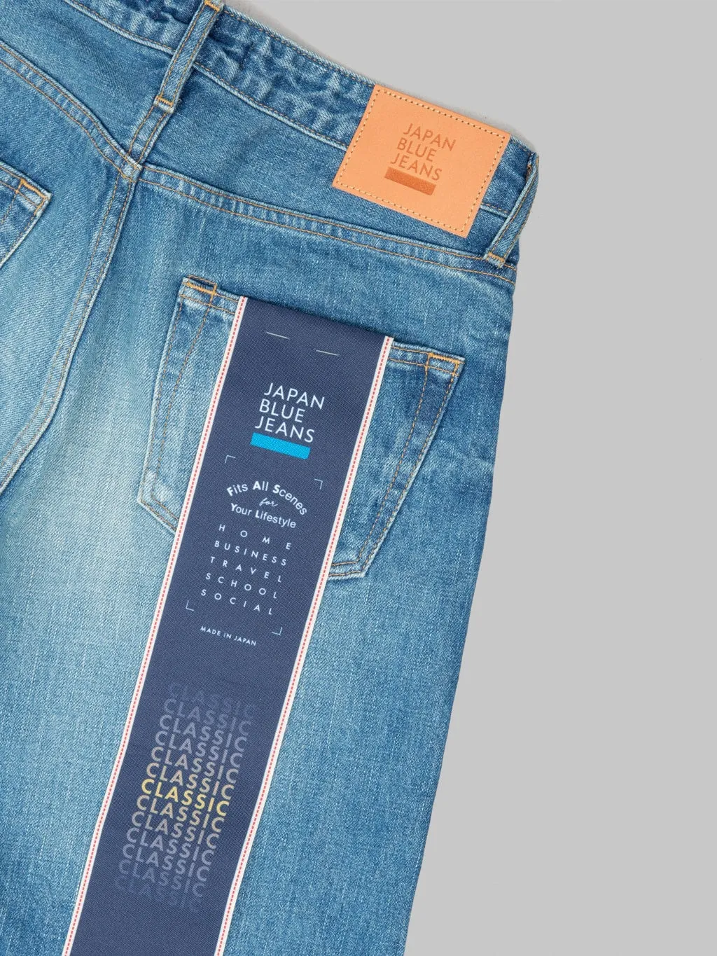 Japan Blue J404-MID 12.5oz Africa Cotton Stonewashed Classic Straight Jeans Middle Indigo