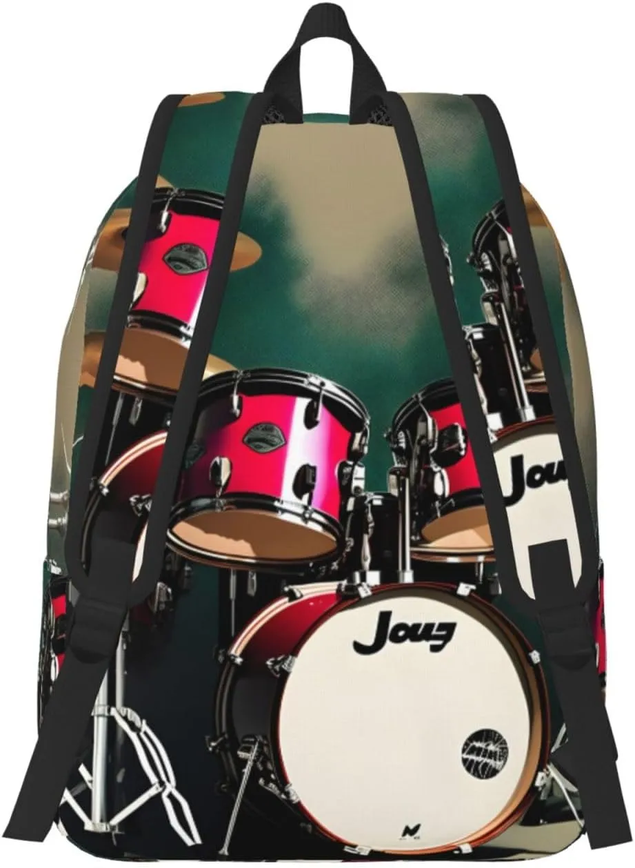 Jazz Drum Classic Style Backpacks Travel Bag For Men Women Lightweight Back Pack With Laptop Compartmen