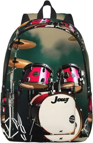 Jazz Drum Classic Style Backpacks Travel Bag For Men Women Lightweight Back Pack With Laptop Compartmen