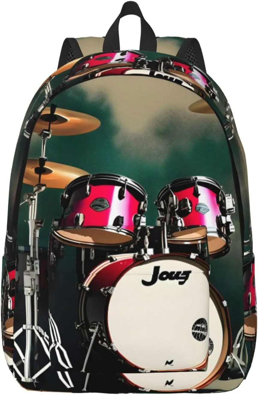 Jazz Drum Classic Style Backpacks Travel Bag For Men Women Lightweight Back Pack With Laptop Compartmen