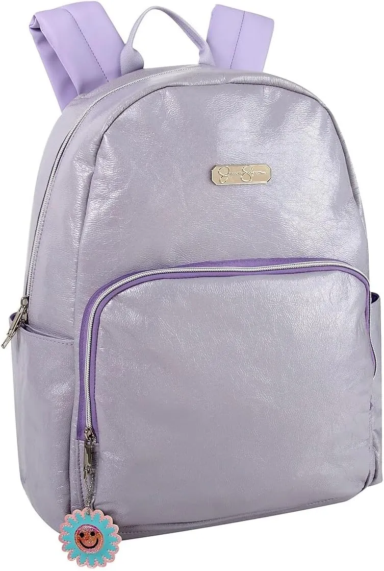 Jessica Simpson Women’s Designer Laptop Backpack with Side Pockets, Padded Straps | Classic Modern Backpack for Women (Lively Metallic Lavender), Large