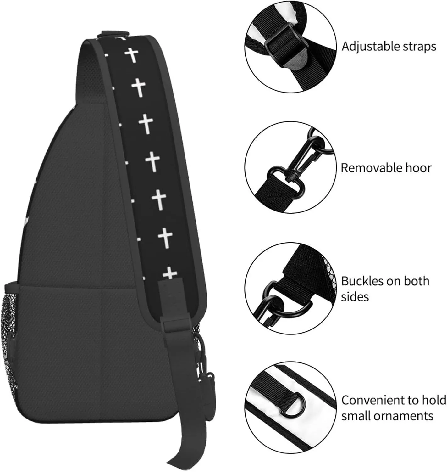 Jesus Cross Pattern Casual Backpack Bag Hiking Travel Shoulder Daypack Adjustable Sling Bags for Men Women