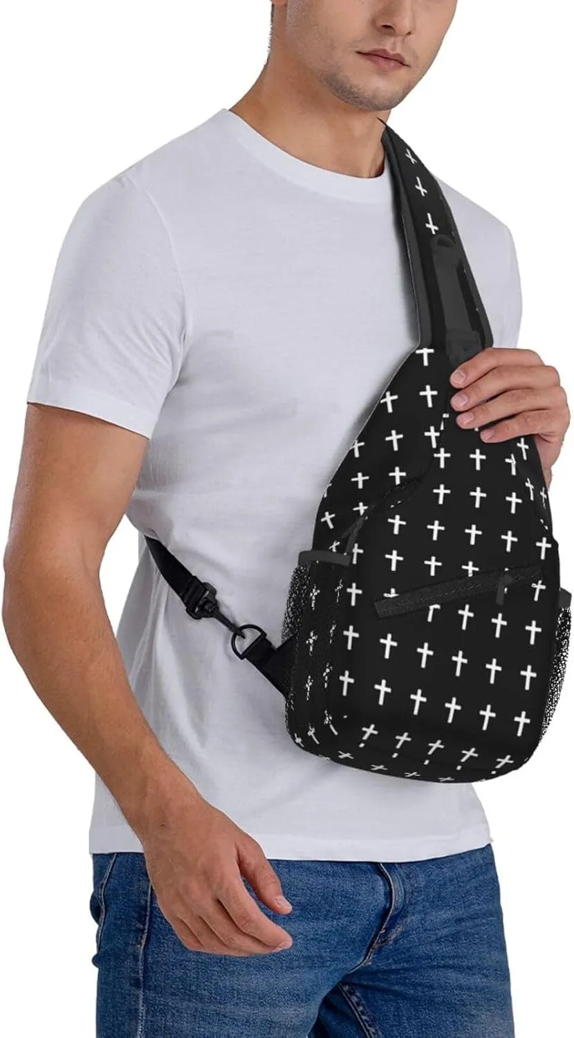 Jesus Cross Pattern Casual Backpack Bag Hiking Travel Shoulder Daypack Adjustable Sling Bags for Men Women