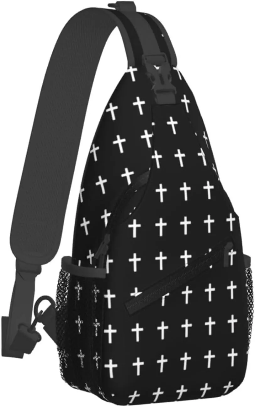 Jesus Cross Pattern Casual Backpack Bag Hiking Travel Shoulder Daypack Adjustable Sling Bags for Men Women