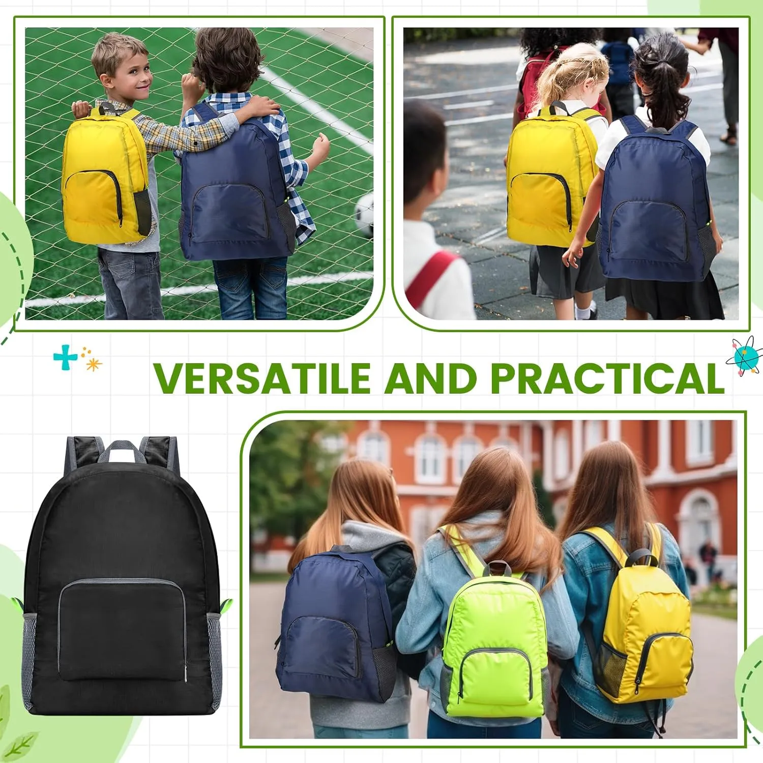 Jexine 10 Pcs Backpacks in Bulk 16.5 Inches Back Pack Basic Backpack for Adult Lightweight Outdoor Travel Book Bags (Mixed Color)