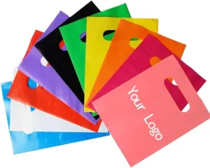 jfs 100Pcs Customized Logo Color Shopping Bag with Handle Plastic Gift Bag Businesses Customer Plastic Bag Personalized Text Logo Custom Plastic Bag (Black,20x30CM)