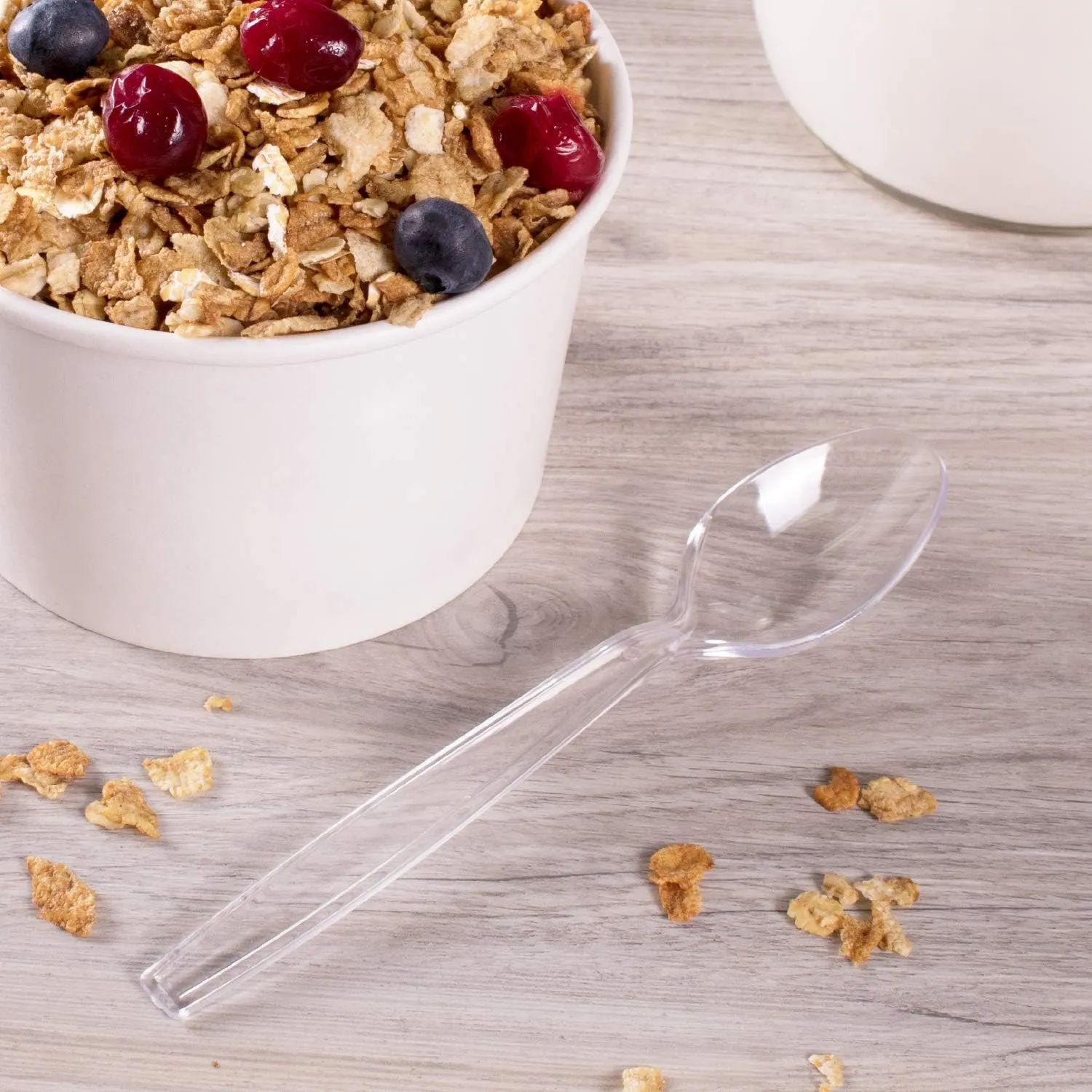 Karat [6.5" - 1,000 pack] Clear PS Plastic Extra-Heavy Weight Disposable Teaspoons (U2023C)