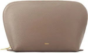 Kattee Leather Makeup Bag, Travel Cosmetic Bag Set, Toiletry Bag Organizer for Women, 1-PACK, Large, Khaki