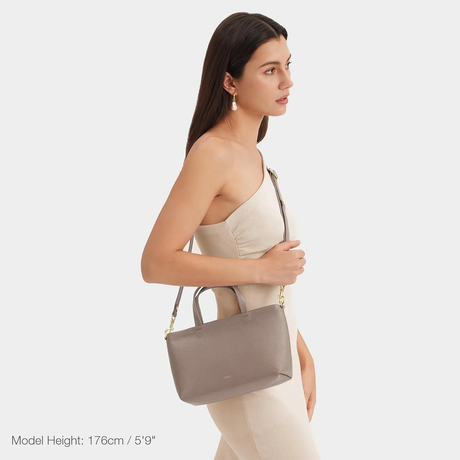Kattee Leather Purses for Women, Small Crossbody Bags for Women, Top Handle Tote Handbags with Zipper Closure
