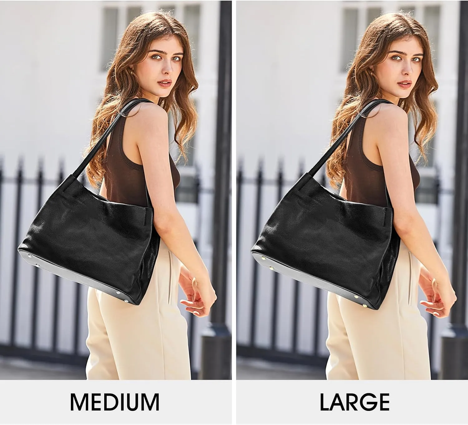 Kattee Leather Tote Bags for Women, Casual Shoulder Hobo Purses and Handbags, Top Magnetic Snap Closure