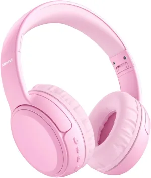 Kids Headphones, Over-Ear Headphones Bluetooth Wireless Kids with Mic, 85/93dB Volume Limited, Stereo Sound, Wired Inline AUX Cord Headphones for Children Boy Girl Teens, Pink