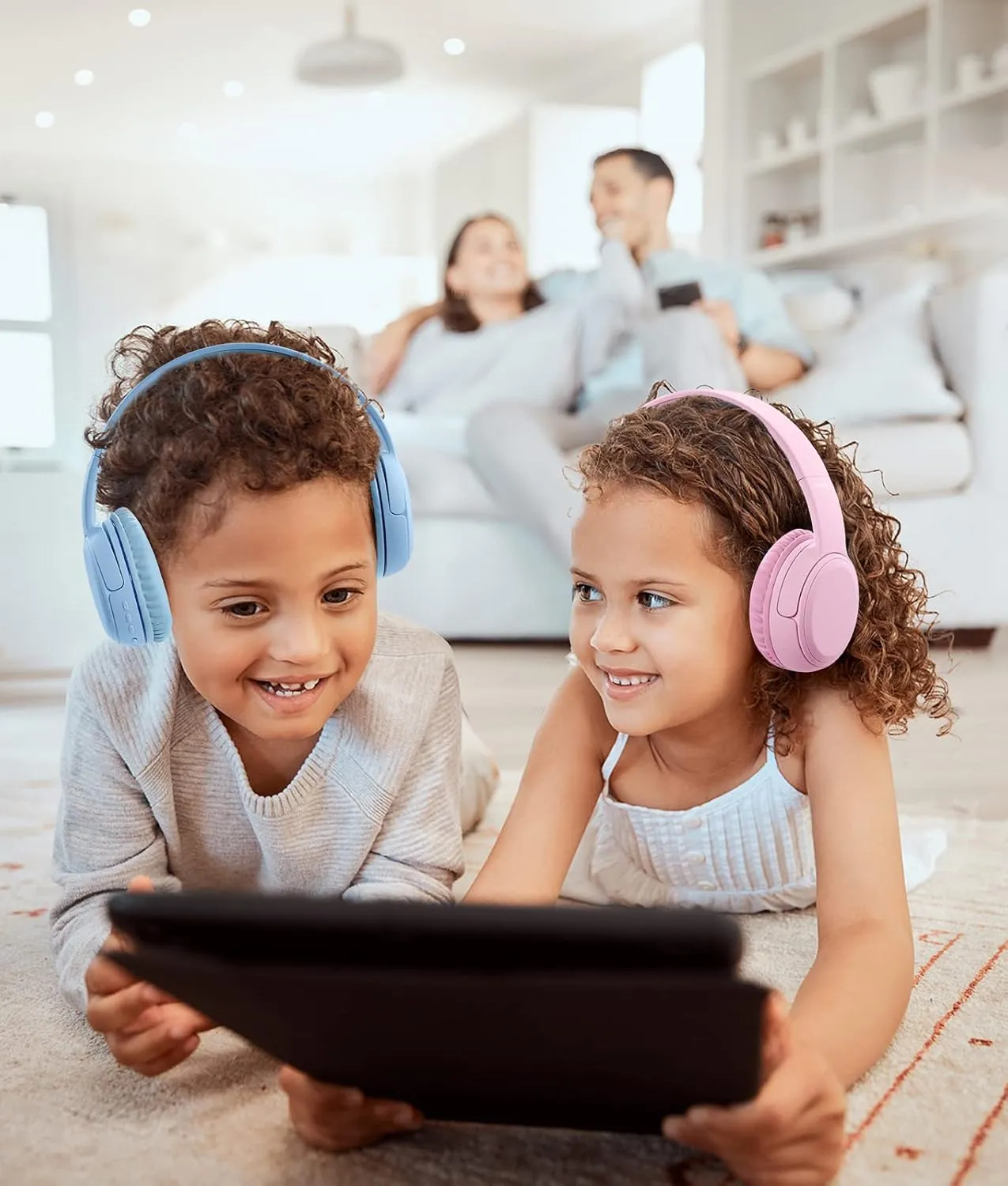 Kids Headphones, Over-Ear Headphones Bluetooth Wireless Kids with Mic, 85/93dB Volume Limited, Stereo Sound, Wired Inline AUX Cord Headphones for Children Boy Girl Teens, Pink