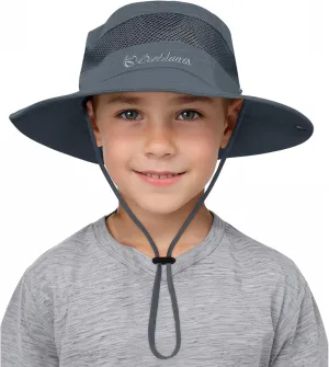 Kids UPF50  Sun Protection Bucket Hat - Adjustable 2.7" Brim Foldable Waterproof Design for Beach Hiking Fishing