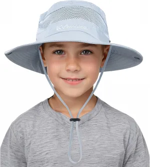 Kids UPF50  Sun Protection Bucket Hat - Adjustable 2.7" Brim Foldable Waterproof Design for Beach Hiking Fishing