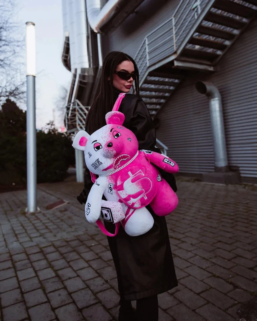 Kids Vandal Teddy Bear Backpack in Pink (46cm)