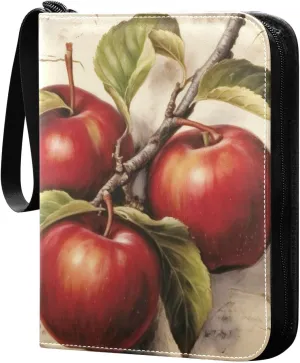 Kigai Vintage Fruit Painting Card Binder - 400 Pockets Card Holder with 50 Sleeves, Trading Card Album Folder for Boys Girls