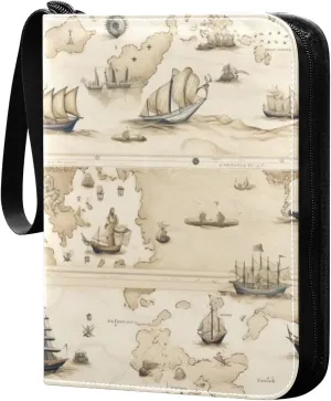 Kigai Vintage World Map Card Binder - 400 Pockets Card Holder with 50 Sleeves, Trading Card Album Folder for Boys Girls