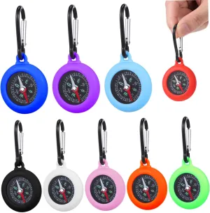 Kisangel 9pcs Mini Compass with Heavy Duty Carabiner Accurate Direction for Hiking Camping Climbing and Outdoor Adventures Compact Navigation Tool Multiple Colors